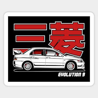 Lancer Evolution 9 White Print Magnet